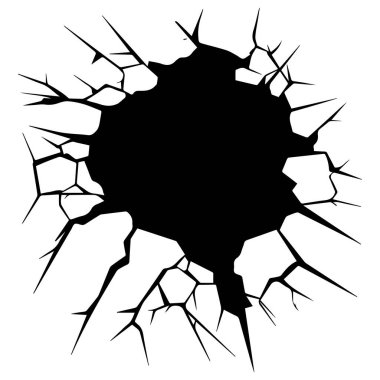 Keskin Kenarlı Kara Çatlak Duvar Deliği ve Düzensiz Şekil Tasarımı