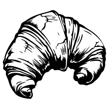 Yemek tasarımı için elle çizilmiş kruvasan çizimi