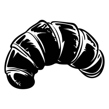 Aşçılık Sanatı İçin Siyah-Beyaz İkonik Kruvasan Çizimi