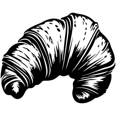 Detaylı Doku Tasarımlı Siyah ve Beyaz Kruvasan Çizimi