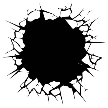 Keskin Kenarlı ve Çatlak Doku Efektli Soyut Kara Delik Tasarımı