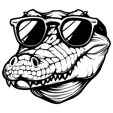 Havalı Timsah Güneş gözlüğü takıyor ve eğlenceli tutum tasarımı yapıyor.