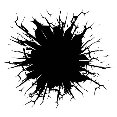 Parçalanmış Kenarları ve Soyut Tasarım Elementleri olan Kara Delik Grafiği