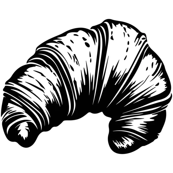 Detaylı Doku Tasarımlı Siyah ve Beyaz Kruvasan Çizimi