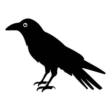 Bir Karganın Siyah Silueti Bir Dalın Çizimine Tünemiş