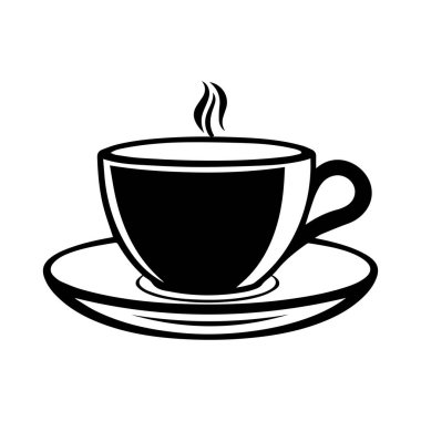 Modern kafe ve restoran tasarımları için fincan tabağında buharlı sade ve beyaz kahve fincanı.