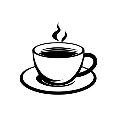 Siyah ve Beyaz Minimalist Kahve fincanı Buharlı İçecekler ve Sabah Rutinleri İçin Mükemmel Tabakta