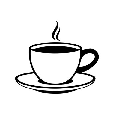 Minimalist Tasarım Projeleri İçin Sade Siyah ve Beyaz Kahve fincanı Buharlı