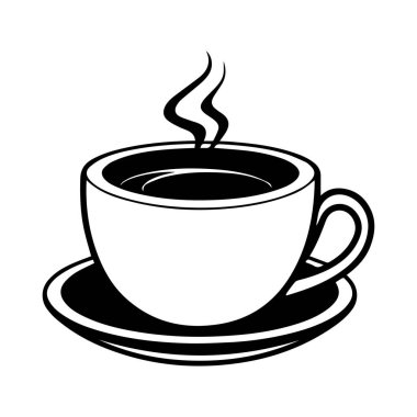 Yemek ve İçecek Tasarımı Projeleri İçin Mükemmel Üzerine Buharlı Siyah ve Beyaz Kahve Fincanı
