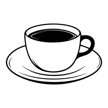 Yaratıcı Tasarımlar ve Tasarımlar İçin Siyah ve Beyaz fincan resimli sade bir kahve fincanı.