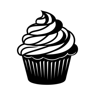 Fırın Tasarımları İçin Dekoratif Paket Üzerinde Girdap Şekerlemeli Kek 'in Siyah ve Beyaz Silueti