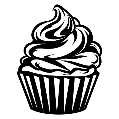 Lezzetli Girdap Keki Siyah ve Beyaz Çizim Tasarımı Üzerine Şekerleme