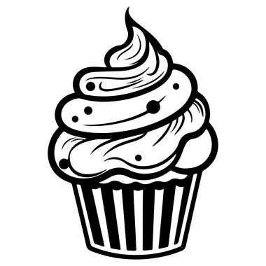 Pasta ve Tatlı Temaları İçin Kremalı Şekerleme ve Serpiştirme ile Lezzetli Kek Çizimi