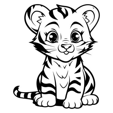 Büyük Gözlü Şirin Çizgi Film Kaplan Yavrusu Karakteri ve Çocuk Çizimleri ve Tasarımları İçin Oyuncu İfade