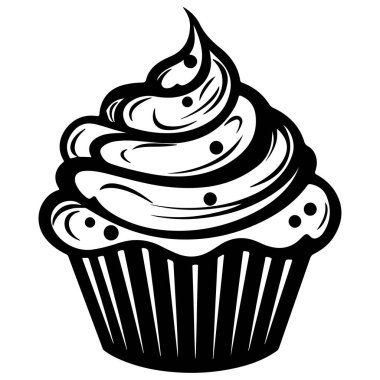 Basit bir Kara Arkaplanda Girdap Şekerleme ve Dekoratif Serpiştirmeli Kek