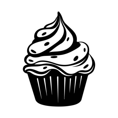 Üstte krema kremalı ve kıvrımlı lezzetli çikolatalı kek. Tatlılar ve kutlamalar için mükemmel.