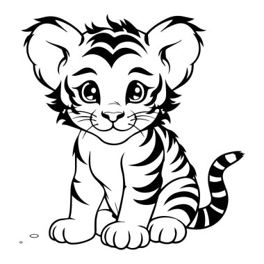 Büyük Gözlü ve Oyuncak İfadeli Şirin Çizgi Film Kaplan Yavrusu Çocuk Çizimleri ve Tasarımları İçin Mükemmel