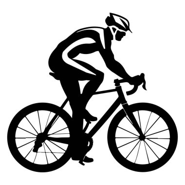 Spor ve Spor Resimleri İçin Dinamik Poz Veren Bisiklet Sürücüsü Atletik Bisikletçi Silueti