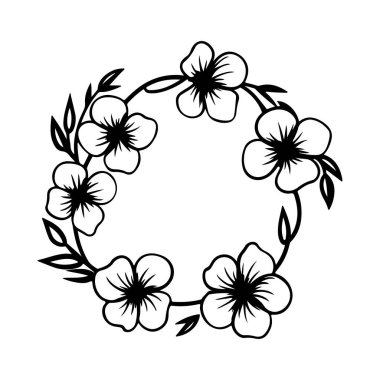 Zarif Çiçek Çizimi Güzel Çiçekler ve Klasik Yapraklar Tarzında Yapraklar