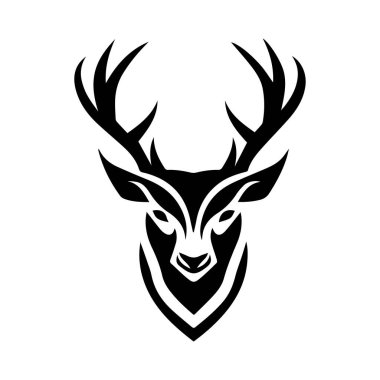 Zarif Siyah ve Beyaz Biçimli Geyik Başı Doğa ve Vahşi Yaşam Temalı Karıncalar