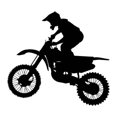 Off-Road Motorcusu 'nun Silueti Motokros Motorsikletinde Bir Numara Yapıyor