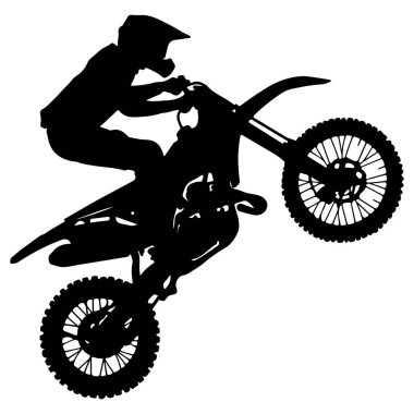 Bir Motorsikletlinin Silueti, Orta-Hava Karşıtı Kirli Bisiklete Atlama Yapıyor