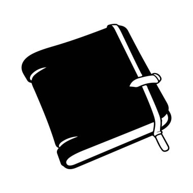 Kapalı bir defterin, elastik kayışlı ve beyaz sayfalı bir taslağı.