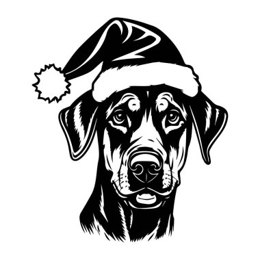 Noel tezahüratıyla Noel Baba Şapkası Giyen Şen Köpek ve Mevsimlik Kutlamalar İçin Neşeli Tatil Ruhu