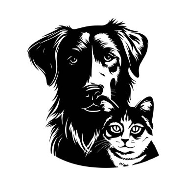 Köpek ve Kedi 'nin Eşsiz Sanatsal Tarzı İçin Siyah ve Beyaz Portresi