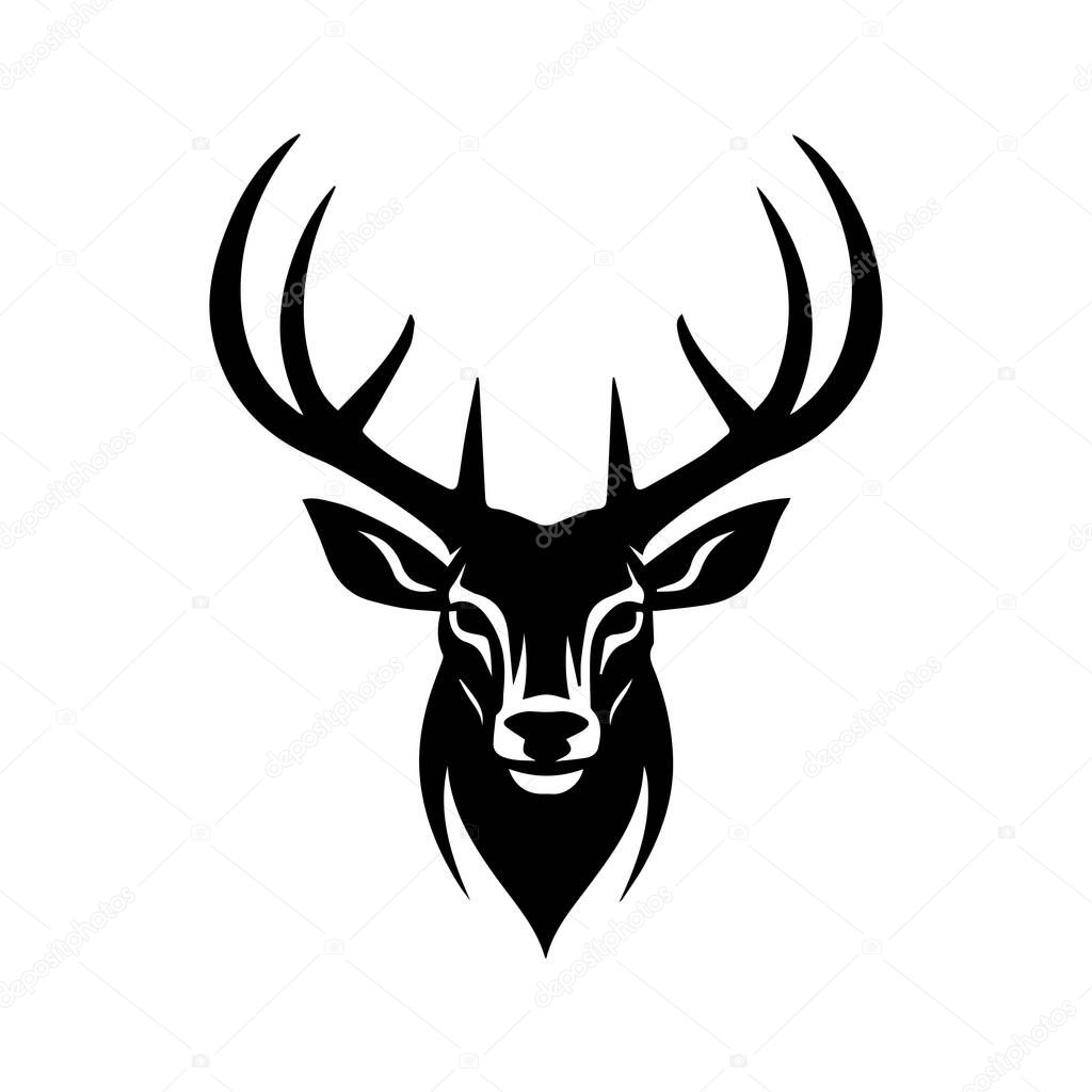 Elegant Black Silhouette of a Majestic Deer with Antlers Ideal for Nature and Wildlife Themes