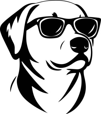 Yaratıcı Projeler ve Tasarımlar İçin Siyah ve Beyaz Vektör Resimlerinde Güneş Gözlüğü Giyen Şık Köpek