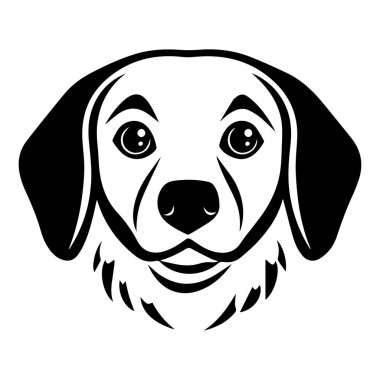 İfade Eden Gözler ve Tasarım İçin Belirgin Özelliklere sahip Bir Köpeğin Yüzünün Siyah ve Beyaz Çizimi