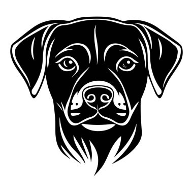 İfade Edici Özellikleri ve Karmaşık Detayları Olan Bir Köpek Başı 'nın Siyah ve Beyaz Çizimi