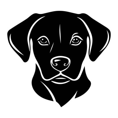 Gerçekçi ve İfade Edici Köpek Yüzlü Bir Köpek Başının Siyah ve Beyaz Çizimi