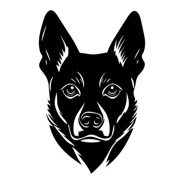 Çarpıcı Özellikleri ve Kalın Çizgileri Olan Bir Köpek Başı 'nın Ayrıntılı Siyah ve Beyaz ResmiName