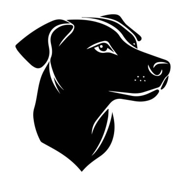 Zarif Çizgileri ve Ayrıntılı Özellikleri Olan Bir Köpeğin Başının Siyah ve Beyaz Silüeti