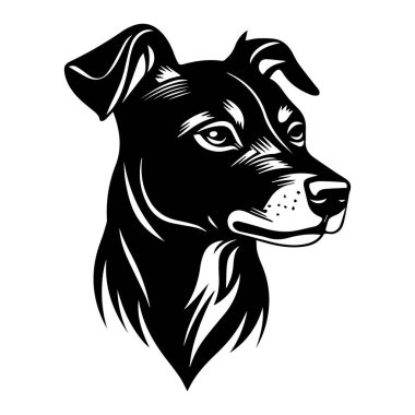 Ayrıntılı Özellikleri ve İfade Eden Gözleriyle Bir Köpek Başı 'nın Zarif Siyah ve Beyaz Çizimi