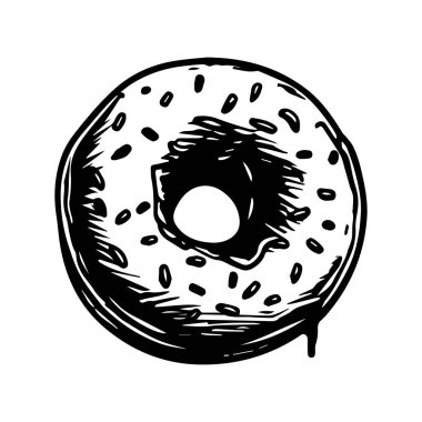 Pastane ya da tatlı temalı tasarımlar için kremalı ve şekerli donut.