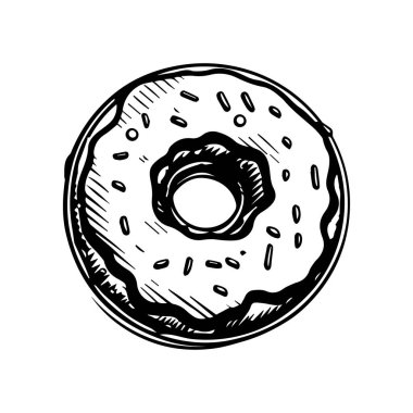 Pastane Tasarımı Projeleri İçin Şekerlemeli ve Şekerli Yuvarlak Tatlının El Çizimi Çizimi