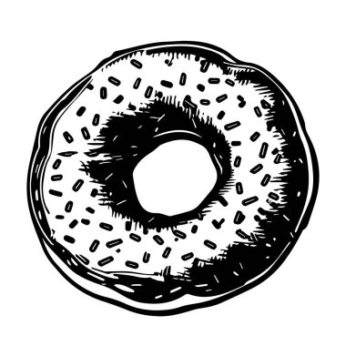 Şekerlemeli ve Boş Merkezli Lezzetli Donut 'ın El Çizimi Yaratıcı Projeler İçin Mükemmel