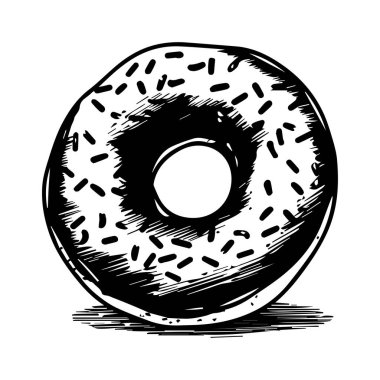 Elle çizilmiş klasik bir çörek, tatlı temalı tasarımlar için mükemmel.