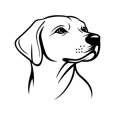 Yaratıcı ve Markalı Kullanım için Minimalist Çizgi Sanat Stili Zarif Bir Köpek Başı Portresi