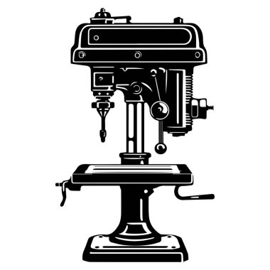 Siyah ve Beyaz Çizim Biçiminde Ahşap Çalışması ve Metal Çalışması İçin Klasik Elle Sondaj Makinesi