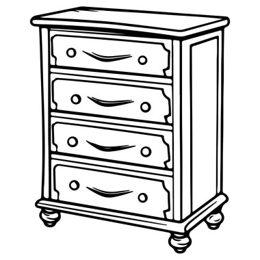 Depolama Çözümleri İçin Dört Geniş Çekmeceli Zarif ve Basit El Çizimi Çekmeceler