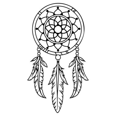 Tüylü Karmaşık Rüya Yakalayıcı Tasarımı ve Bohem Biçimi Dekorasyonu İçin Dairesel Desenler