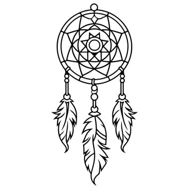 Tüylü Karmaşık Rüya Yakalayıcı Tasarımı ve Sanat Projeleri ve El Sanatları için Geometrik Desenler