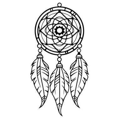 Tüylü Karmaşık Rüya Yakalayıcı Tasarımı ve Sanat ve Dekorasyon İçin Dairesel Modeli