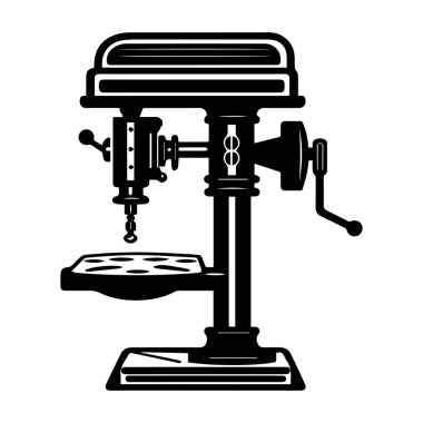 Atölye Ortamı 'nda Ahşap Çalışmaları ve Metal Çalışmaları İçin Klasik Siyah ve Beyaz Matkap Basın Aracı