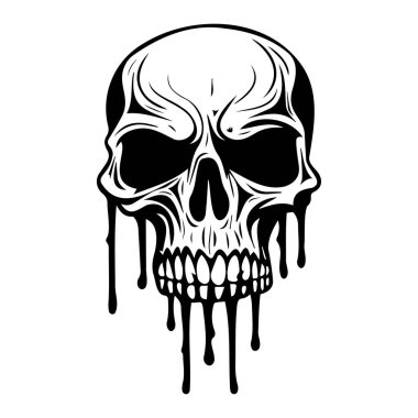 Kalın Tasarım ve Yaratıcı Tasarım ve Grafik Kullanımı ile Siyah Kafatası Resimleri Damlıyor