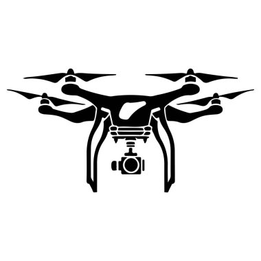 Teknoloji ve Hava Fotoğrafları Kameralı Kuadrotor Drone 'un Siyah Silueti